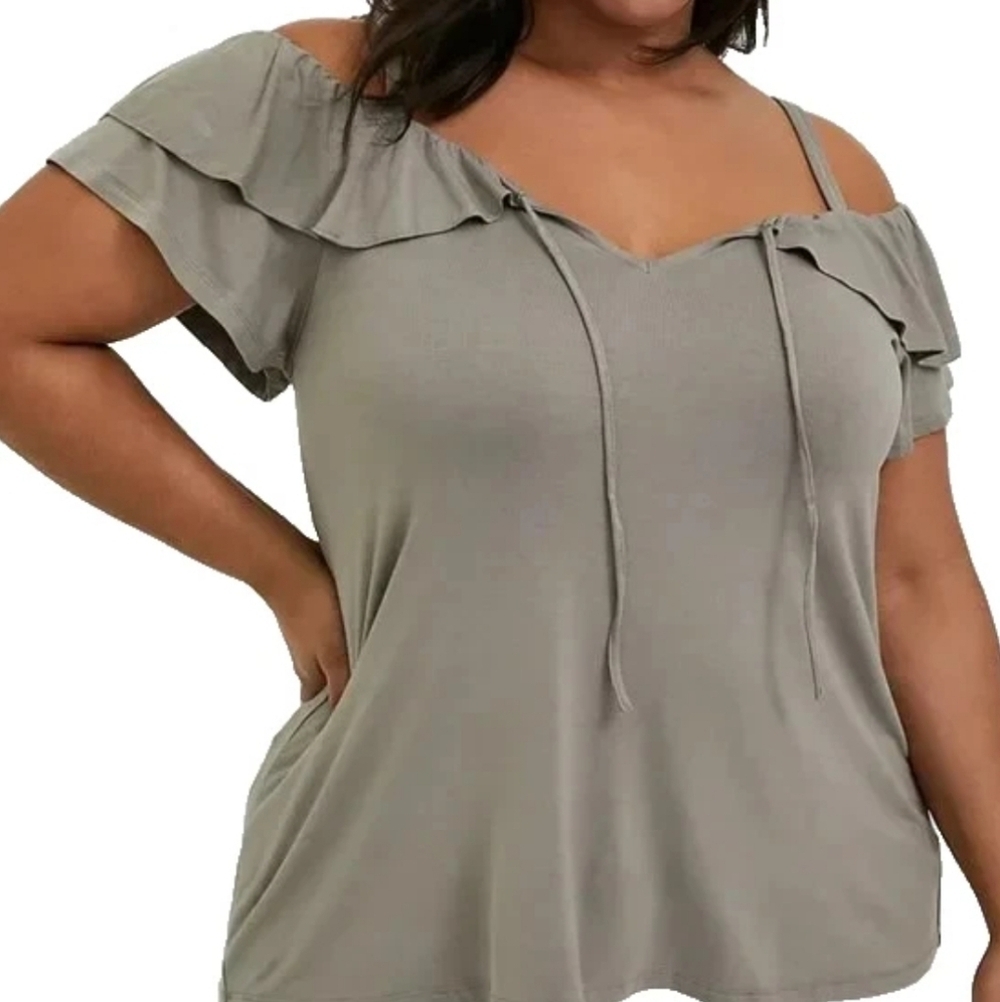 Torrid Super Soft Knits Cold Shoulder Ruffle Top
